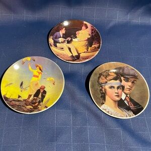 Norman Rockwell 4” romantic decorative plate set - 3 pieces *EUC*